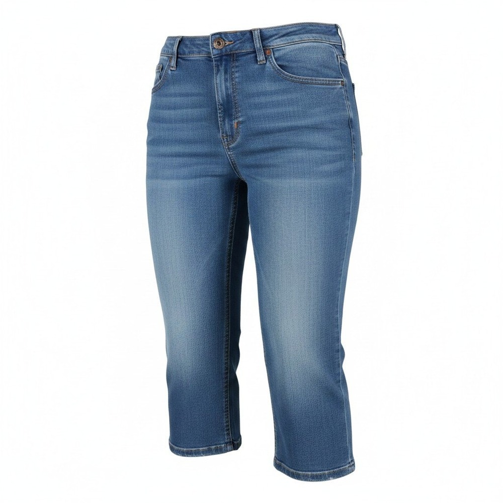 Hillard & Hanson Womens Petite Denim Capris Blue Medium Wash Cropped Jeans 10P